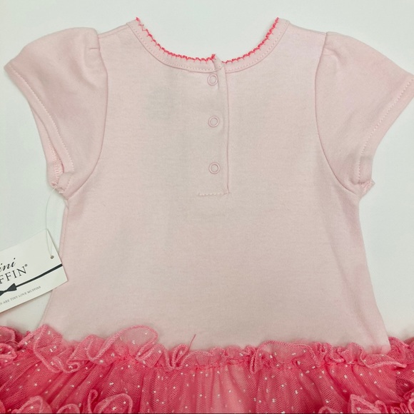Baby Girl Cherry Pink Tutu Bodysuit Dress - Picture 6 of 7
